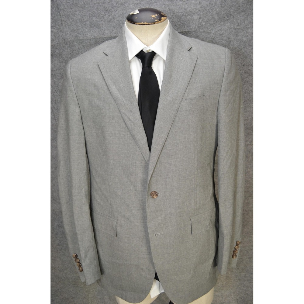 Polo Ralph Lauren Blazer Mens 42L Light Gray Pure Wool Jacket Luxury Made Italy
